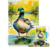 Puzzle ad acquerello con anatra selvatica per ragazzi,1000 pezzi,gioco di memoria divertente,superficie liscia e senza sbavature,regalo di compleanno,rompicapo (50x75cm)
