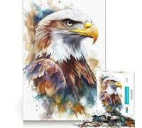 Puzzle ad acquerello con aquila calva per adulti,1000 pezzi,gioco di memoria e allenamento per la mente,taglio preciso,finitura di alta qualità,un modo coinvolgente per trascorrere il tempo libero