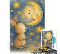 Puzzle ad acquerello con coniglietto e luna che cantano, per ragazzi, 1000 pezzi, gioco di logica, antistress, bordi trasparenti, regalo classico 50x75cm
