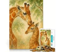 Puzzle ad acquerello con giraffa madre e cucciolo per adulti,1000 pezzi,gioco di memoria e allenamento per la mente,taglio preciso,finitura di alta qualità,un modo coinvolgente per trascorrere