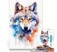 Puzzle ad acquerello con lupo per ragazzi,1000 pezzi,gioco divertente per la mente,connessione pulita e senza interruzioni,un modo coinvolgente per passare il tempo libero (50x75cm)
