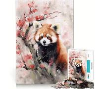 Puzzle ad acquerello con panda rosso, 1000 pezzi, per adulti, ideale per rafforzare la memoria, per il divertimento di gruppo, con bordi netti ed elegante (38x26cm)