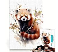 Puzzle ad acquerello con panda rosso, 1000 pezzi per adulti, rafforza la memoria, calma la mente, qualità, bordo caldo, sorpresa (50x75cm)