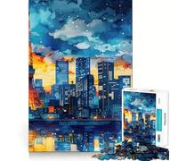 Puzzle ad acquerello con skyline di Tokyo per ragazzi, 1000 pezzi, stimola la memoria, per un divertimento lento e piacevole, con bordi netti, ideale come regalo di Natale 38x52cm