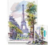 Puzzle ad acquerello di Parigi per adulti, 1000 pezzi, gioco per esercizi mentali, relax, design, assemblaggio, (38x52cm)