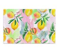 Puzzle ad acquerello, limone, pesche, frutta, 500 pezzi, per adulti, arte floreale, pittura, puzzle naturale, divertente gioco di puzzle, regali, 500 x 37 cm