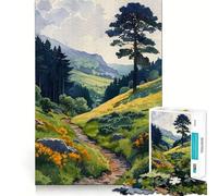 Puzzle ad acquerello "Sentiero di montagna" per adulti, 1000 pezzi, gioco di abilità mentale, assemblaggio lento e divertente, regalo perfetto (50x75cm)