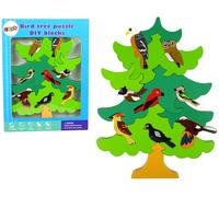 Puzzle ad albero con uccelli del bosco fai da te