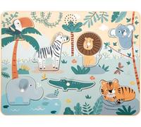 small foot Puzzle ad incastro Versi degli animali "Safari" in legno FSC® 100% certificato, puzzle in legno con 5 pezzi con versi degli animali, per bambini a partire da 1 anno, 12755