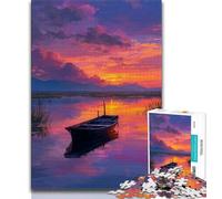 Puzzle ad olio per adolescenti raffigurante una barca al tramonto, 1000 pezzi, per adolescenti e adulti, antistress, sfida difficile, per rafforzare l'amore tra coppie (50x75cm)