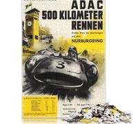 Puzzle ADAC 500 chilometri di corsa, 100% carta di cartone riciclata, puzzle rettangolare per bambini adulti, regalo di Natale, 1000 pezzi (75x50 cm)
