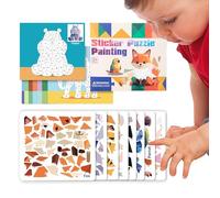 Puzzle Adesivi - Puzzle di veicoli 3D Adesivi Pittura Giovani - Giochi di apprendimento per le abilità motorie fini con veicoli dei cartoni animati Giocattoli educativi per la scuola materna