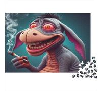 Puzzle Adulti 1000 Pezzi Asino Cartoon che Fuma per Decorazione Murale - Asino dall'Occhio Rosso Inquietante Gioco Educativo Antistress 38x26cm