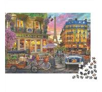 Puzzle Adulti 1000 Pezzi Scena di Strada a Parigi - Strada Parigina e Torre Eiffel Giochi Educativi Adatti per Antistress 70x50cm