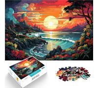 Puzzle Adulti 1000 pezzi Tramonto Spiaggia Decorazione Casa Puzzle Giocattoli con Poster Abbinato e Domande Foglio 14,96 pollici x 20,47 pollici Teen 14+