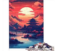 Puzzle Adulti Bambini Giappone Villaggio Tramonto Puzzle 1000 Pezzi Adulti Bambini Cartone Premium Adulti e Bambini dai 10 Anni in su Puzzle con Opere d'Arte (26x38 cm)