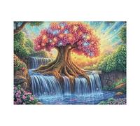 Puzzle Adulti Cherry Blossom Tree Waterfall Forest Wild Nature 500 Pezzi Di Qualità Stimolante Divertente E Coinvolgente Ideale Per Svago A Casa 500 PCS（52×38cm）