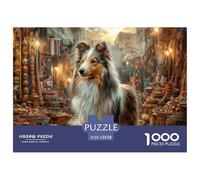 Puzzle Adulti Difficile 1000 Pezzi Cani Domestici Idea Regalo - Sheltie nel Vicolo Autunnale Gioco Complesso Decorazione Pareti 52x38cm