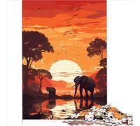 Puzzle Adulti Elefanti Africa Tramonto Puzzle Adulti da 1000 Pezzi Bordo Riciclato Premium Bambini Piccoli Ragazzi Ragazze Sconcertanti Regalo 1000 Pezzi(26x38 cm)