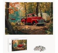 Puzzle Adulti - Foresta & Auto - 1000 Pezzi Fabbricazione in Legno Robusto - Decorazione Murale con Poster - Prodotto Riservato ad Adulti e 14 Anni in Su (75x50cm) P3#87