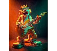 Puzzle Adulti, Gatto Che canta con una Chitarra, Puzzles Classiques, Giochi Rilassamento e Intelligence, Puzzle per Gioco Familiare, Regalo per Amore e Amico(1500PCS)