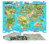 Puzzle Adulti Mappa del Mondo 1000 Pezzi - Puzzle Mappamondo con Cartina Geografica 8 Bit Pixel Art - Puzzle Mondo con Mappa di Opere d'Arte - Regalo Bambino e Adulti di Bopster 50x70