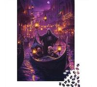 Puzzle Adulti Venezia Gotica Notte Pezzi Riciclati Set Lanterna Viola, Gioco Educativo Antistress, Decorazione Parete Regalo, Inaugurazione Casa 52x38cm/1000pz