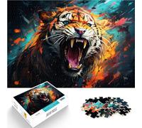 Puzzle Adulto 1000 pezzi Tigre arrabbiata Puzzle tagliato con precisione 26x38cm Sollievo Stress Staycation Uccidere il tempo per adolescenti 14+
