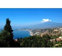 Puzzle Adulto In Legno Da 1000 Pezzi, Italia Sicilia Vulcano Etna Scenario Dell'Oceano Puzzle Classici 75X50Cm
