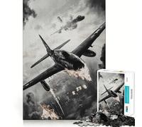 Puzzle Aereo da guerra in fiamme da 1000 pezzi,gioco cognitivo divertente,taglio di alta precisione, alleviare lo stress (38x52cm)