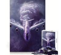 Puzzle "Aereo viola nel cielo" per ragazzi, 1000 pezzi, gioco di logica e abilità, rilassante, taglio preciso, regalo di Babbo Natale (38x26cm)