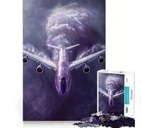 Puzzle "Aereo viola nel cielo" per ragazzi, 1000 pezzi, gioco di logica e abilità, rilassante, taglio preciso, regalo di Babbo Natale (38x26cm)