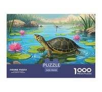 Puzzle African Sideneck Turtle Da 1000 Pezzi Per Adulti,Spring Lotus Pond Gioco Diabilità Impossibile Puzzle Pittura Giochi Rilassamento E Intelligenza Regalo Per Amore E Amico 70x50cm/1000pcs