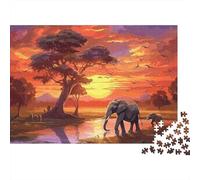 Puzzle African Sunset Landscape Da 1000 Pezzi, Puzzle Adulti, Gioco Diabilità Impossibile Giochi Rilassamento E Intelligenza Regalo Per Amore E Amico 52x38cm/1000pcs