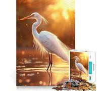 Puzzle "Airone bianco al tramonto" da 1000 pezzi Divertimento assicurato,taglio laser per un incastro perfetto Attività ideale per rafforzare i legami familiari (50x75cm)