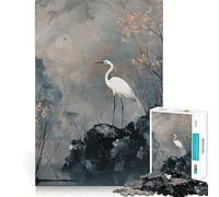 Puzzle "Airone bianco in un paesaggio nebbioso" 1000 pezzi Gioco di concentrazione mentale Design a incastro preciso Sfida interattiva per il cervello per la casa (50x75cm)
