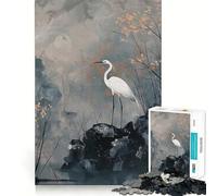 Puzzle "Airone bianco in un paesaggio nebbioso" da 1000 pezzi per ragazzi,gioco stimolante per la mente,montaggio sicuro e stabile,attività divertente per tutta la famiglia (38x52cm)