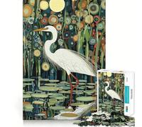 Puzzle Airone bianco nella foresta stellata da 1000 pezzi,gioco cognitivo divertente,taglio di alta precisione, alleviare lo stress (38x52cm)