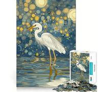 Puzzle Airone bianco sotto una notte stellata da 1000 pezzi,gioco cognitivo divertente,taglio di alta precisione, alleviare lo stress (38x26cm)