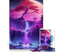 Puzzle al neon con albero a cascata e bonsai per ragazzi,1000 pezzi,gioco stimolante per la mente,montaggio sicuro e attività di gruppo per i propri cari (38x52cm)