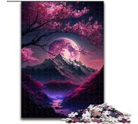 Puzzle al neon con paesaggi giapponesi per adulti e adolescenti, 1000 pezzi, giocattoli educativi per l'apprendimento, giochi per famiglie con poster abbinato e foglio di quiz (50x75cm)
