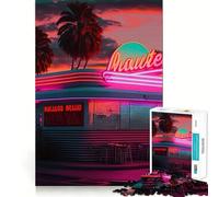 Puzzle al neon per esterni, ideale per adulti, con tema bar, spiaggia e tempo libero, 1000 pezzi, per migliorare la memoria, divertimento e precisione, con bordi netti Un regalo perfetto (38x52cm)