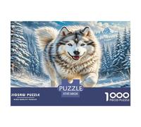 Puzzle Alaskan Malamute per adulti e bambini: Husky che corre nella neve, gioco educativo dai 12 anni in su, 38x26 cm/1000 pezzi