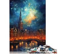 Puzzle "Alba ad Amsterdam" da 1000 pezzi per adulti, puzzle in legno, gioco di sfida per l'esercizio mentale, regali di intrattenimento, attività per famiglie (75x50 cm)