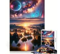 Puzzle "Alba dei sogni celeste" da 1000 pezzi per adolescenti,ideale per allenare la mente e stimolare il tempo libero Dimensioni compatte Ottimo regalo (38x52cm)