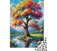 Puzzle Albero Arcobaleno Autunno Colorato, 1000 pezzi carta riciclata unisex, puzzle estremamente difficile stimolante 70x50cm/1000pcs