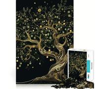 Puzzle "Albero della Vita con Ulivi Dorati e Stelle" per adulti, 1000 pezzi, gioco intelligente, antistress, assemblaggio, regalo speciale 38x52cm