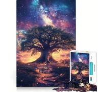 Puzzle "Albero nella notte stellata" per ragazzi, 1000 pezzi, gioco di abilità mentale, design semplice e divertente, assemblaggio, regalo memorabile 50x75cm