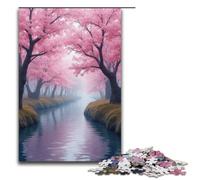Puzzle Albicocca in fiore sull'argine 1000 pezzi in legno per adulti e bambini dai 12 anni in su puzzle per divertimento in famiglia 1000 pezzi (38x26 cm)