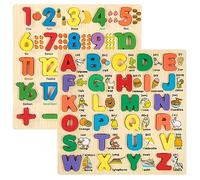Puzzle Alfabeto ABC in Legno Set Giocattolo Educativo, Numero Montessori Giochi Tavolo Blocchi Colori Cognizione per Prescolare 3 4 5 Anni Bambini Regalo